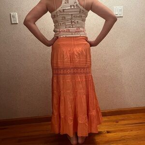 Elegant Orange Maxi Skirt